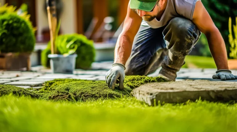 A man doing garden landscaping.