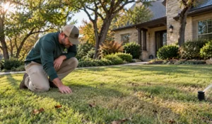 Prep Your Lawn for spring with fall turf inspection and sprinkler checks at an Austin home.